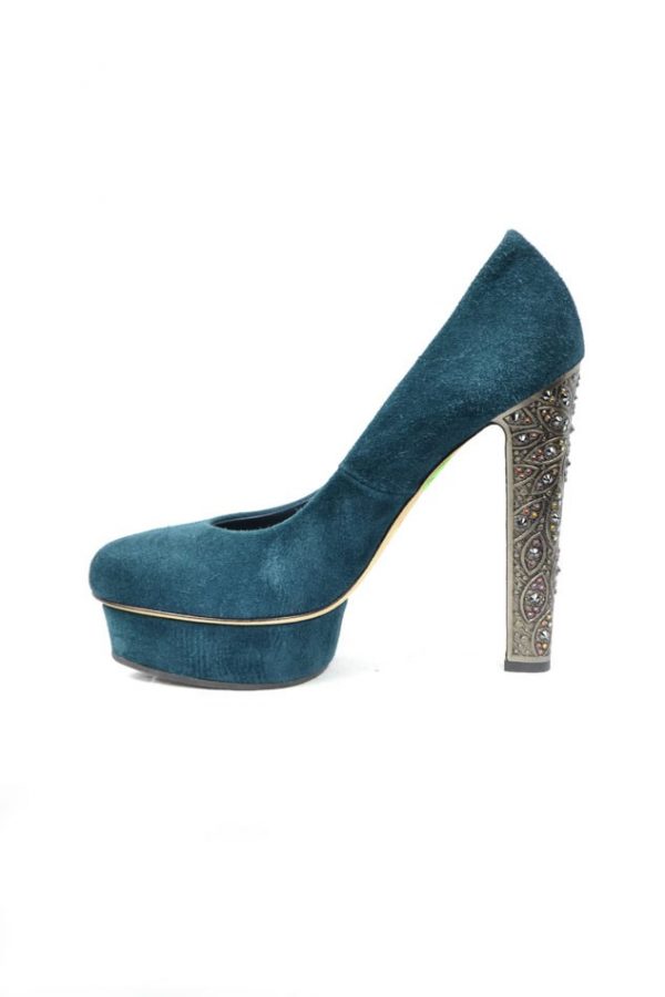Туфли сине-зеленые на каблуке Le Silla