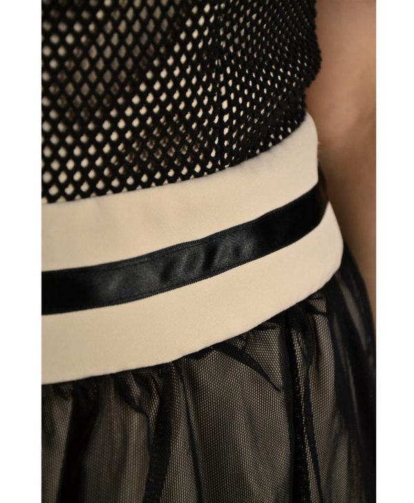 Платье Gil Santucci бежевое в черную сеточку