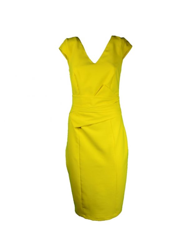Платье Sandro Ferrone желтоe с драпировкой