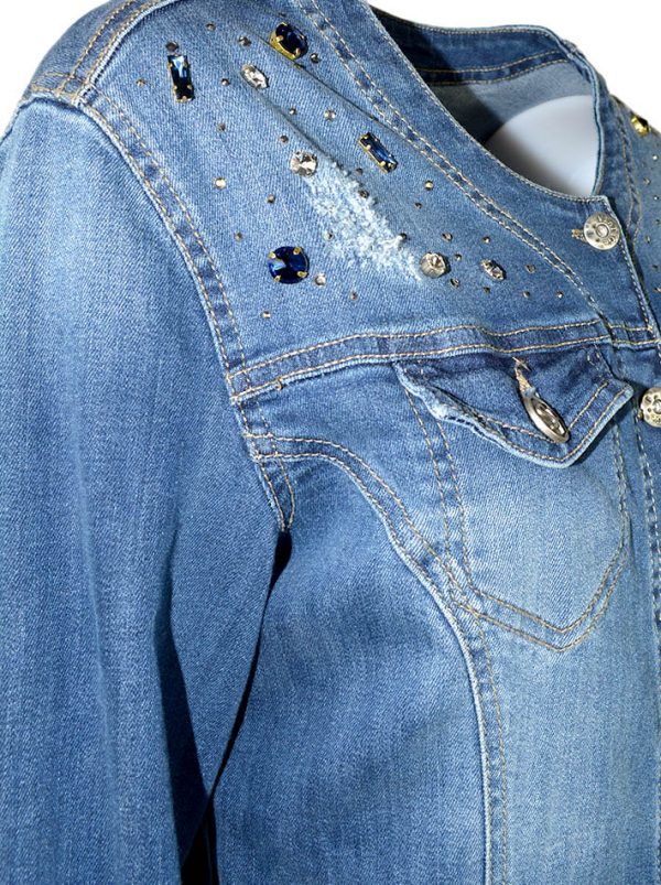 Куртка Sandro Ferrone джинсовая с камнями