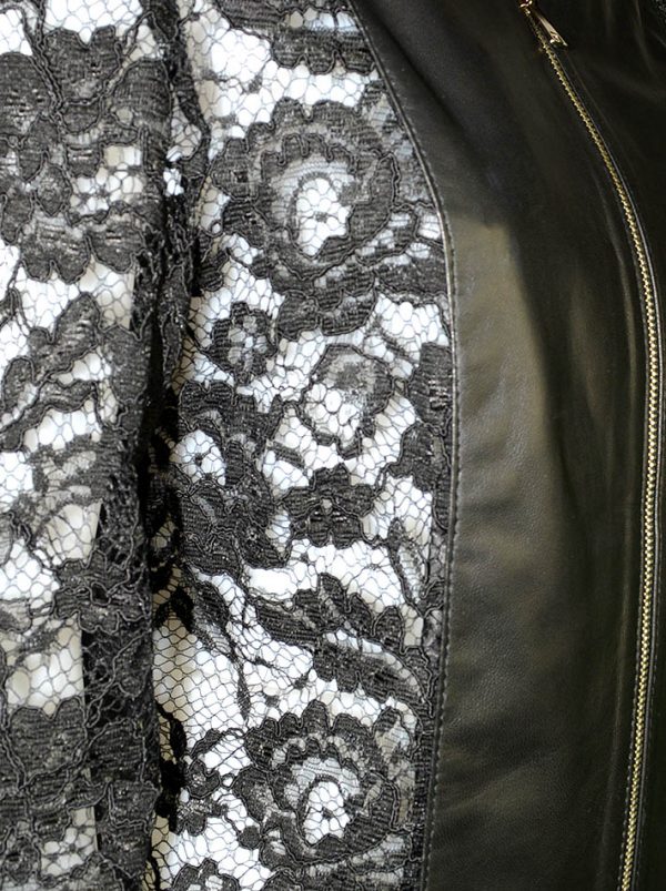 Куртка Sandro Ferrone кожаная с кружевом