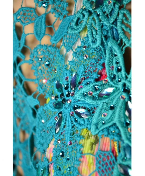 Кофта Maria Grazia Severi бирюзового цвета кружевом