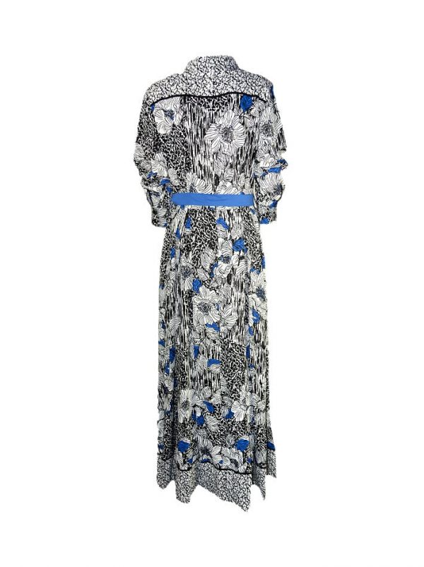Платье Nolo цветного принта с синим поясом