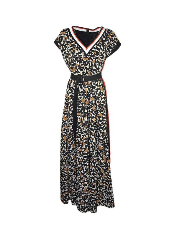 Платье Nolo черно-коричневое с короткими рукавами и поясом