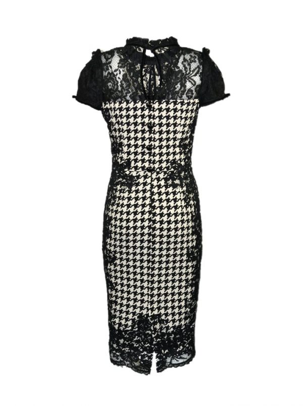 Платье Eureka черно-белое с принтом и кружевом