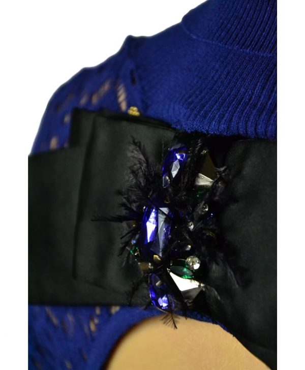 Кофта Maria Grasia Severi синяя с открытой спиной сзади бант