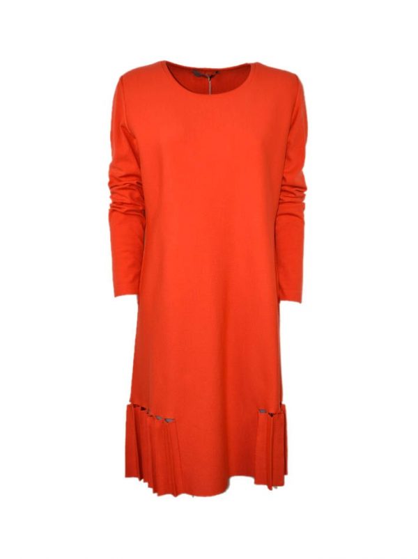 Платье D. Exterior оранжевое шерстяное по низу плиссе