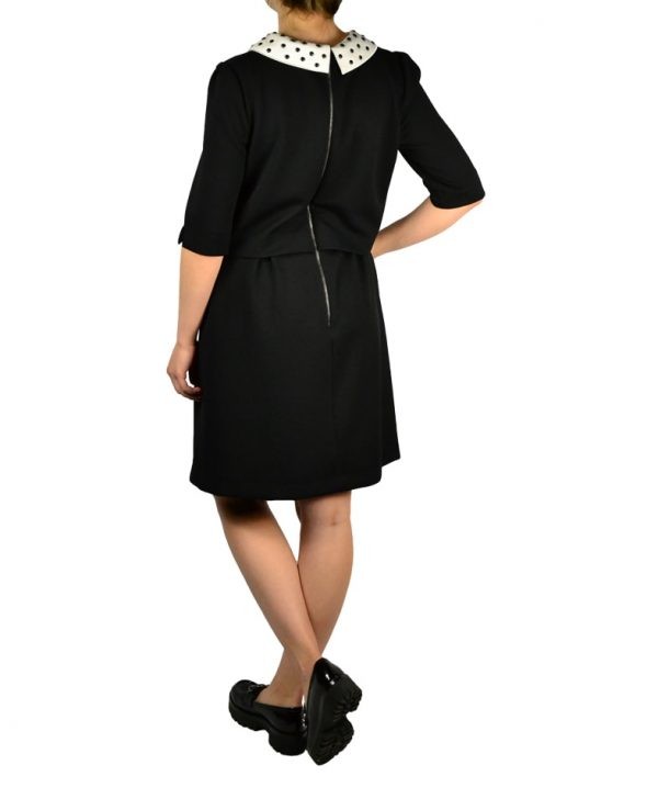 Платье Maria Grazia Severi (22 Maggio) черное с белым воротником с заклепками и вышивкой