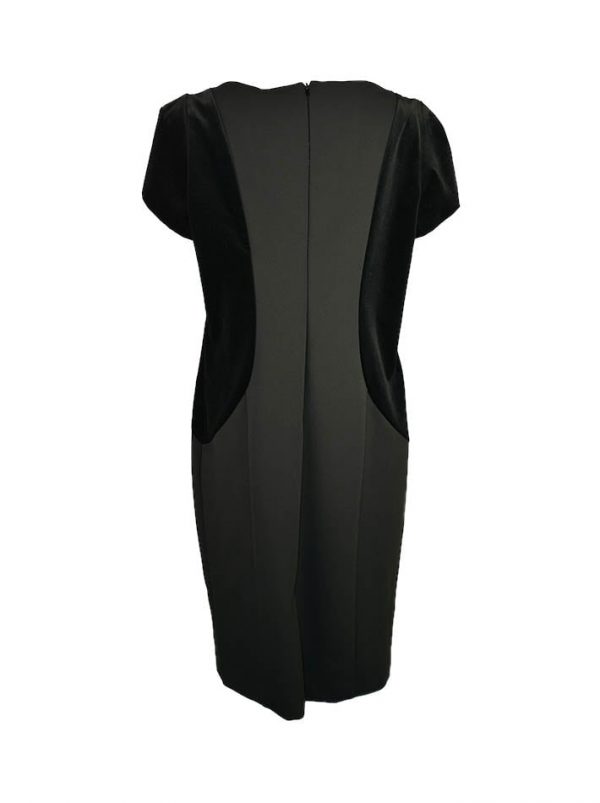 Платье Maria Grazia Severi черное комбинированное с бархатом спереди металлические вставки с камнями