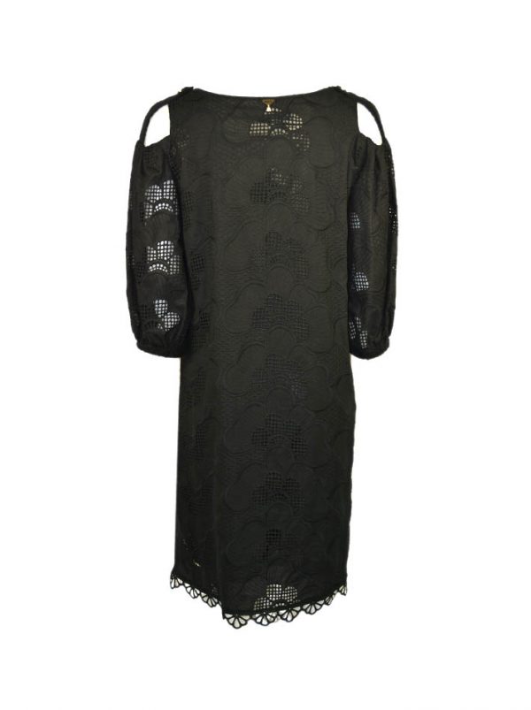 Платье Maria Grazia Severi черное кружевное на груди вышивка рукав-фонарь