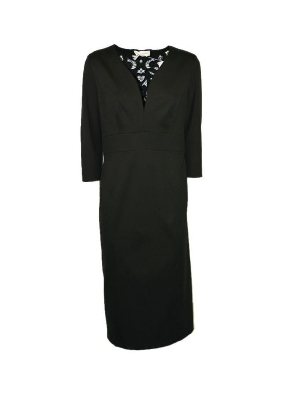 Платье Maria Grazia Severi черное плотный трикотаж сзади вышивка велюр