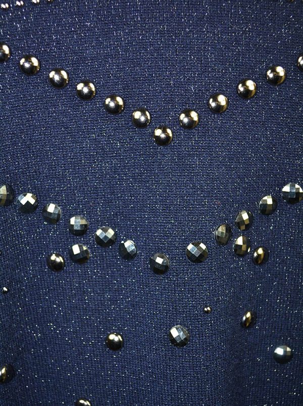 Платье VDP темно-синее с люрексом и камнями
