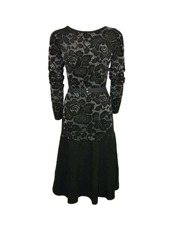 Платье VDP черное с цветочным принтом и люрексом