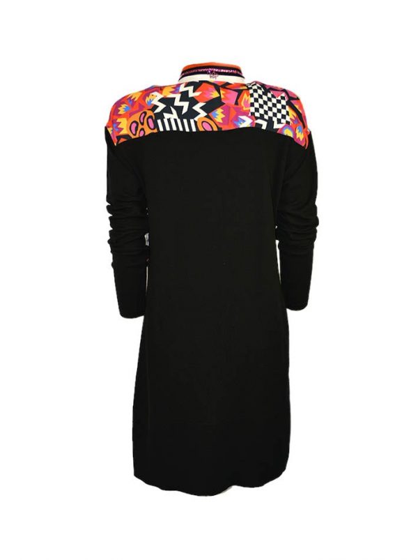 Платье VDP черное трикотажное с цветочным и абстрактным принтом