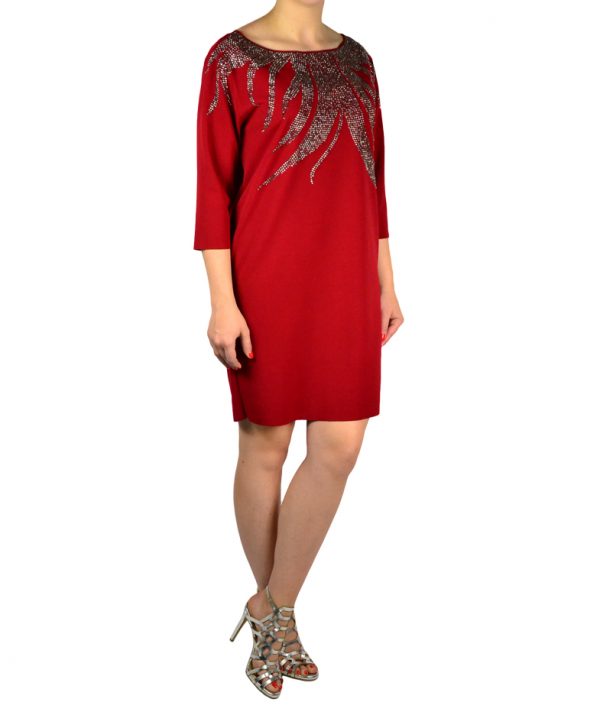 Платье Vicolo красное с рисунком из камней