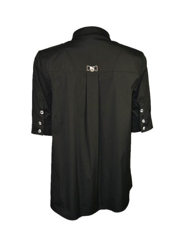 Рубашка VDP черная с вышивкой и камнями