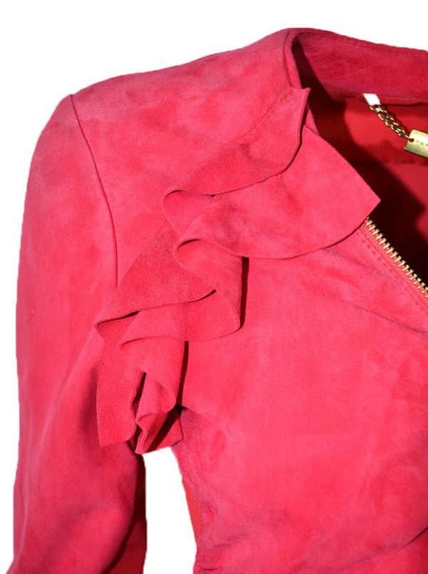 Пиджак Tenax розовый замшевый  комбинированный трикотажем