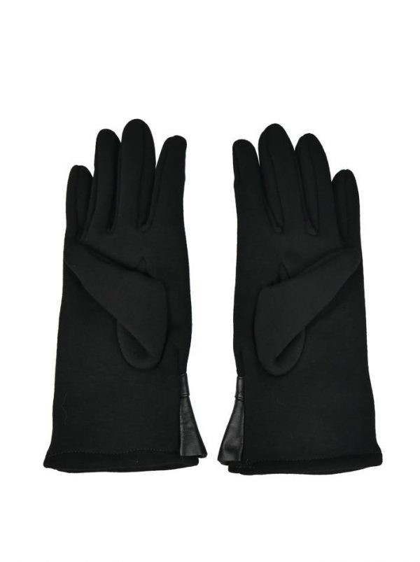 Перчатки Sandro Ferrone черные трикотажные с кожаной вставкой плиссе