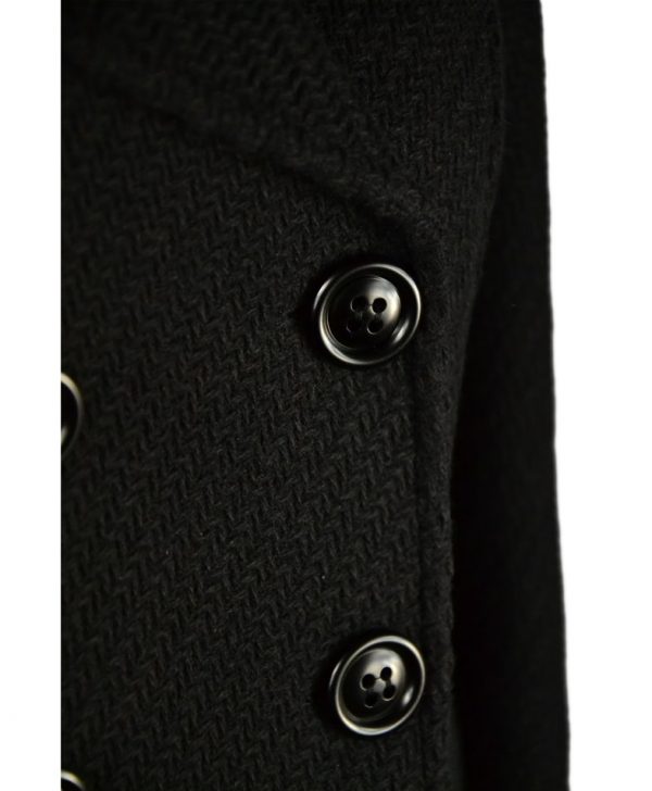 Пиджак Sandro Ferrone черный твидовый с двубортными пуговицами