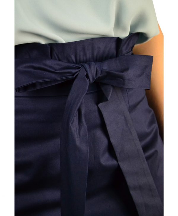 Юбка Paolo Casalini темно-синяя с поясом завязкой