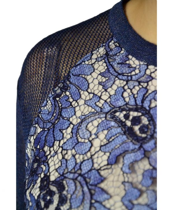 Кофта Petite Couture синяя с кружевом