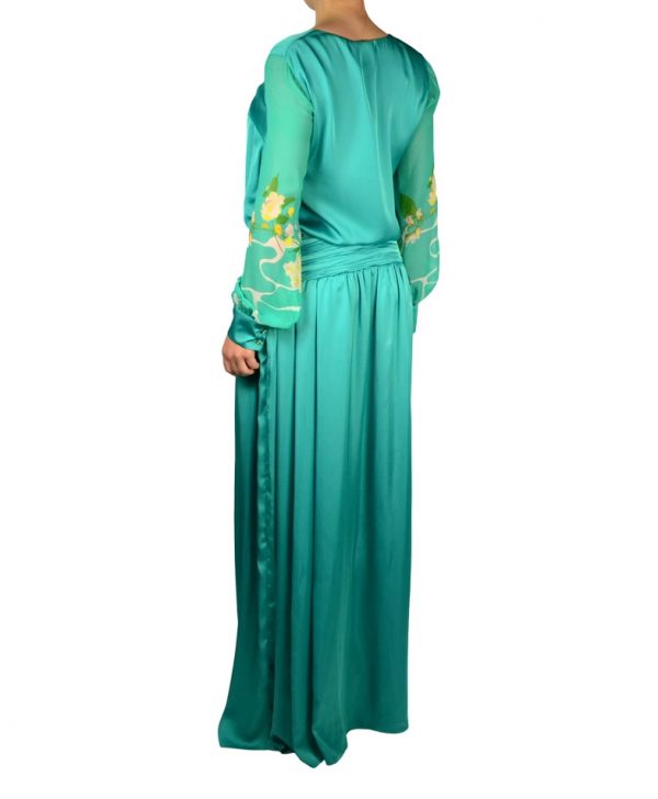 Платье Roberto Cavalli зеленое с цветочным принтом