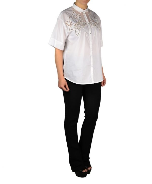 Рубашка VDP белая с вышивкой и камнями