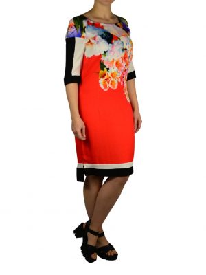 Платье Class Roberto Cavalli коралловое  с цветочным принтом