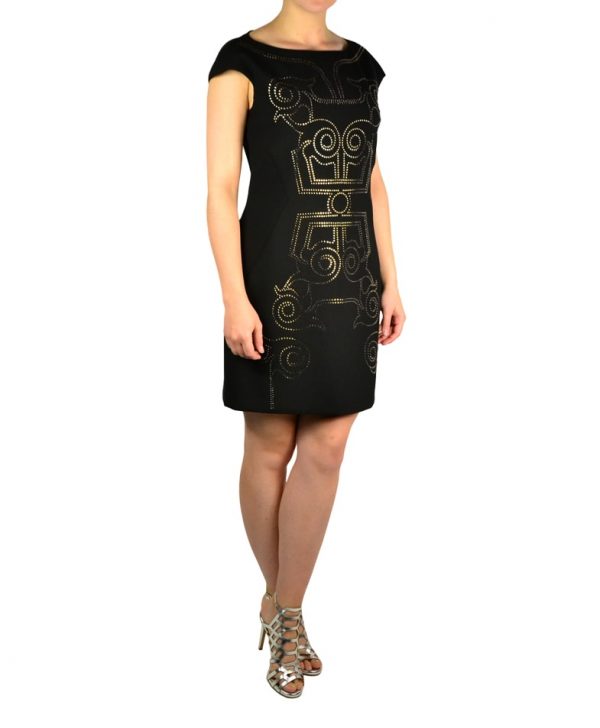 Платье Versace черное с принтом из камней