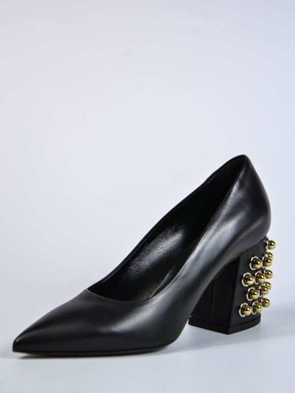 Туфли Baldan черные кожаные с декоративными элементами