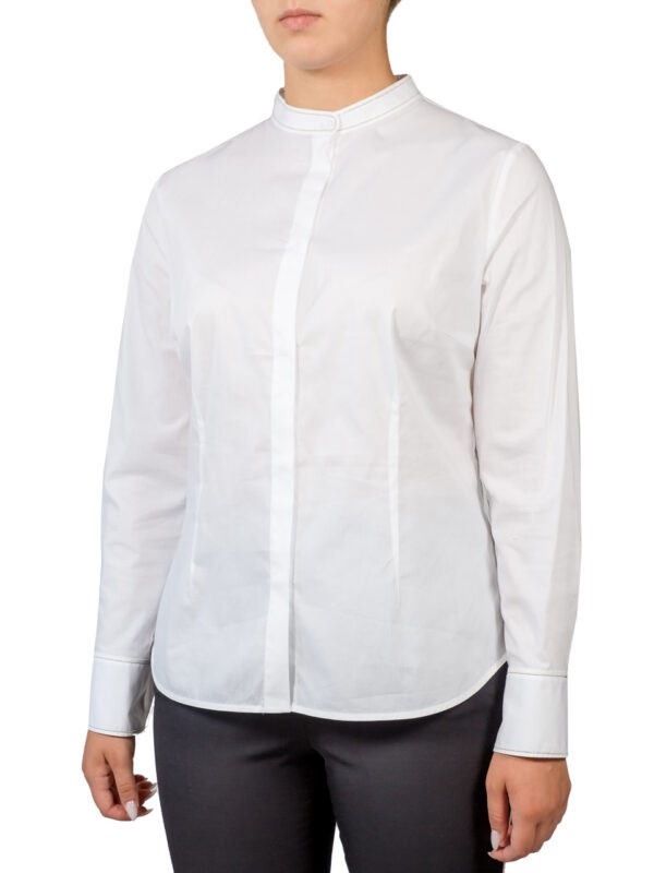Рубашка Peserico белая с серебряной отделкой на вороте