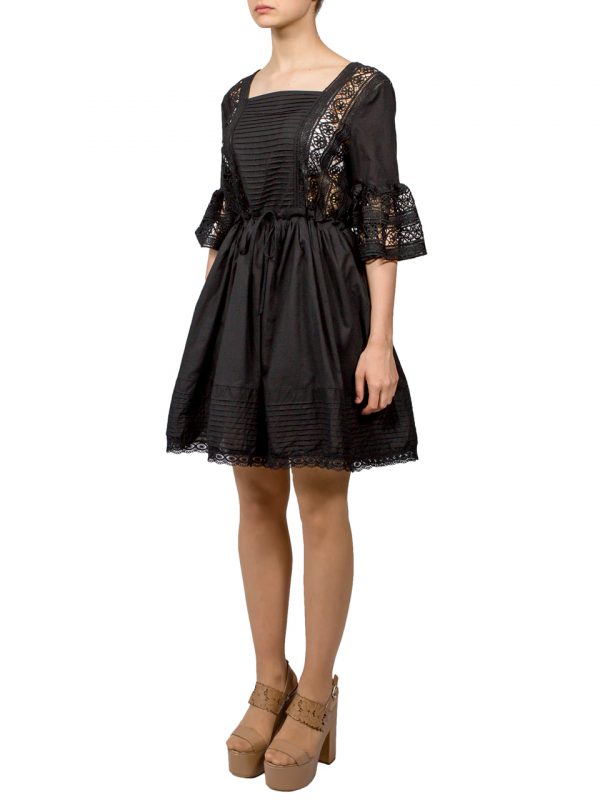 Платье Lara черное с гипюром