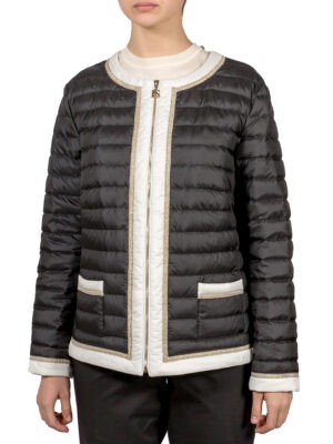 Куртка Luisa Spagnoli черного цвета с бежевой отделкой на молнии